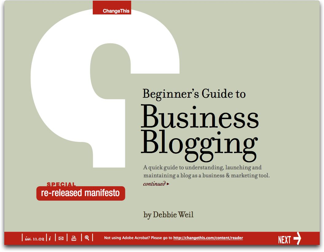 Beginner's Guide to Business Blogging by Debbie Weil